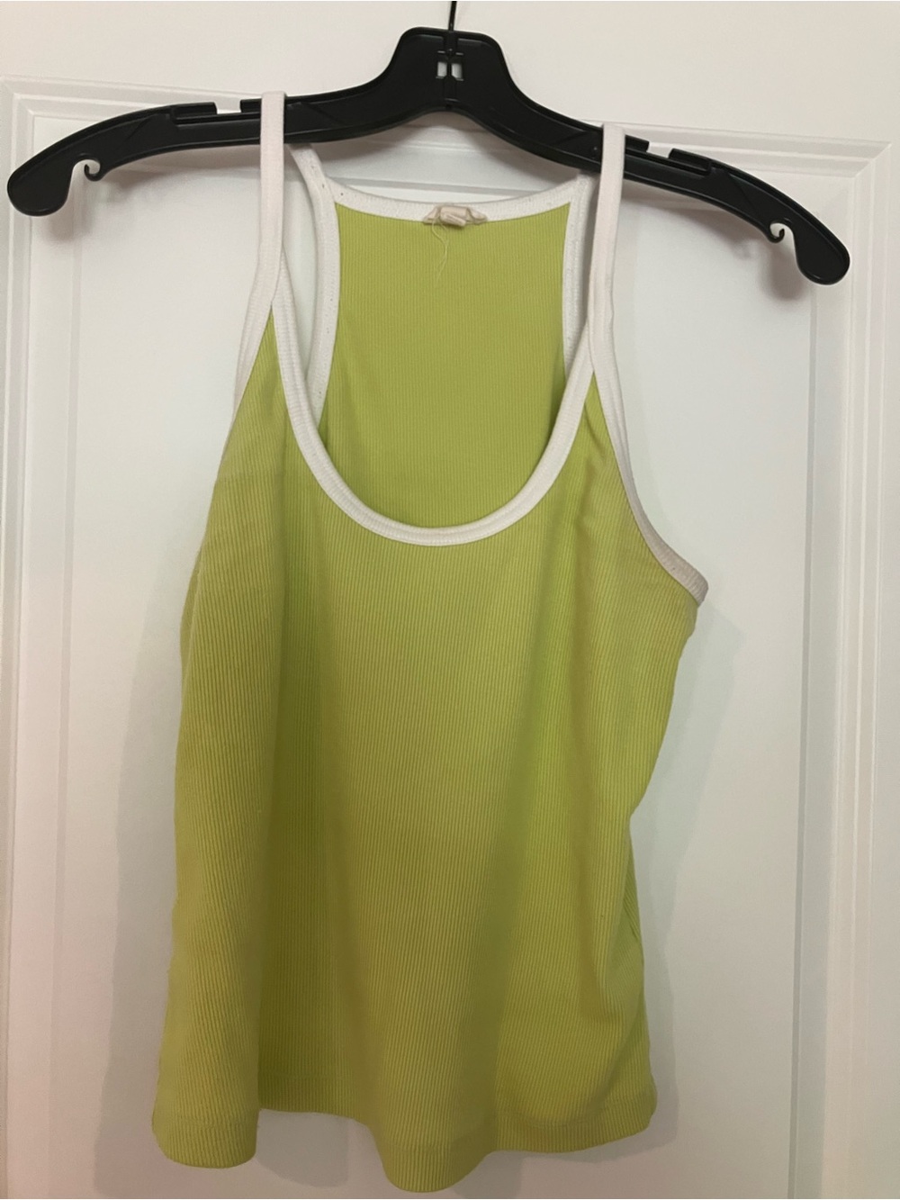 Pilcro Lime Green Ribbed Tank with White Trim - Picture 3 of 4